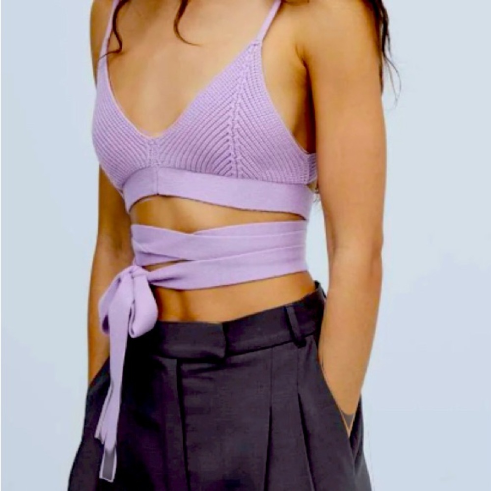 For love and lemons knit wrap bra top in lilac size large